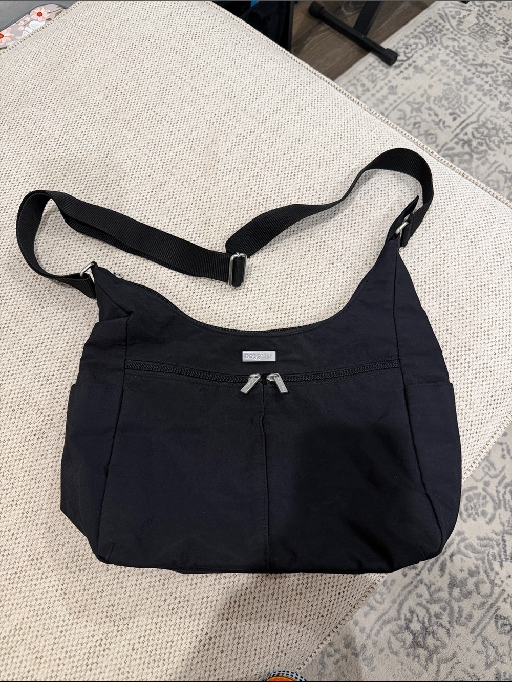 Baggallini Black Nylon Crossbody with Dual Zippers